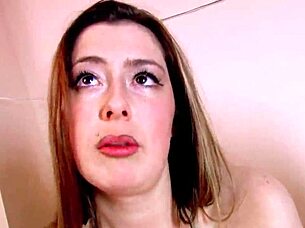 Hey, can you bend this busty brunette over the desk and give her a hard anal fucking right now?