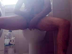 This guy was shaving his monster cock when he suddenly spit out a ton of milk everywhere