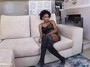 Oh wow, check out this amateur ebony babe with big tits giving sloppy deepthroat pov then riding reverse cowgirl hard!