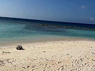 pissing on skinny babe at public beach, she gets shocked with wet pussy fetish 😲🏖️