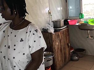 Oh Wow, Kitchen Freestyle Sex With The Sexy Ebony House Maid!