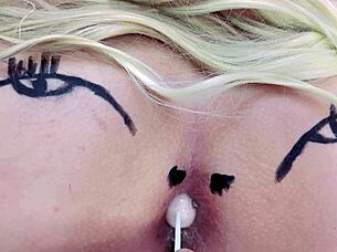 Is That a Rosy Asshole Sucking a Lollipop? Naughty Minds See Amateur Buttplug Play Complete on Sheer and Red