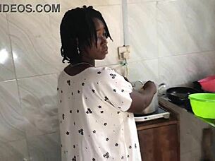 Oh Wow, Kitchen Freestyle Sex With The Sexy Ebony House Maid!