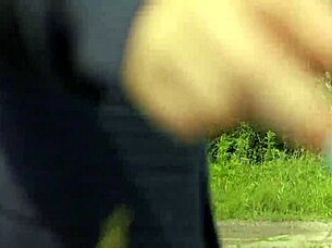 wow this stranger hooked up with a dirty webcam model outdoors in the forest flashing ass and spreading pussy