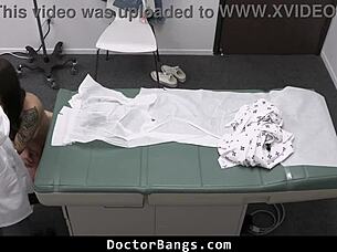 Hey doctor, you realize this shy teen patient is sexually active—want to take advantage of her bent over orgasm?