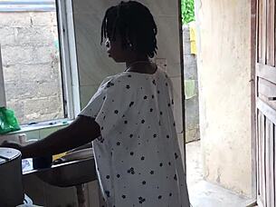 Oh Wow, Kitchen Freestyle Sex With The Sexy Ebony House Maid!