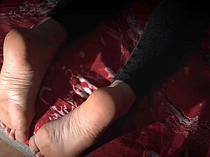 Housewife's Bare Feet Massaged and Touched Before Intense Milf Fucking on Bed