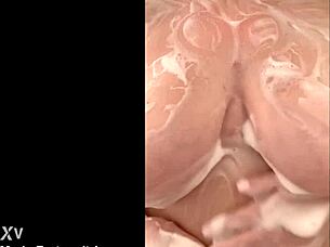 hey, watch this chubby french milf caress her big tits secretly in the shower!