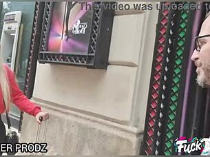 kyra hot strips as bimbo. she gets hardly fucked with deepthroat and cum on huge boobs.