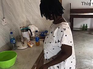 Oh Wow, Kitchen Freestyle Sex With The Sexy Ebony House Maid!