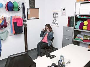 😏 Lily is getting her pussy fucked doggystyle from behind after being arrested in the shop!