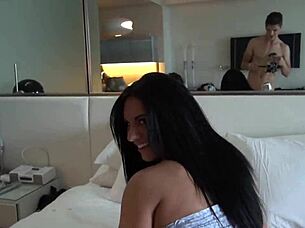 Super hot latina babe gets her shaved pussy drilled by monster cock during wild las vegas trip