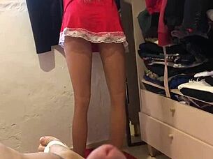 Hey, I snuck into my room on Christmas and banged that sexy Brazilian teen in lingerie.