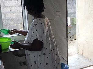 Oh Wow, Kitchen Freestyle Sex With The Sexy Ebony House Maid!