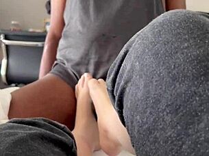 Intense Foot Job On Huge BBC With Dirty Homemade Action