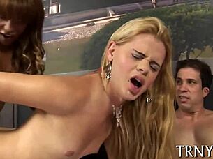 Chic transsexual gets thrilled by massive wang in steamy encounter.