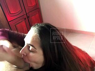 Blonde with natural tits gives sloppy blowjob 💦