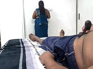 Maid Swasika encounters a bold flashing cock moment during her routine cleaning duties.