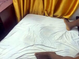 Ebony teen gets wet pussy massage then rides cock doggystyle