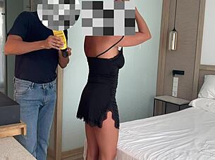 Married woman alone in hotel enjoys steamy sex with room service stranger 😘