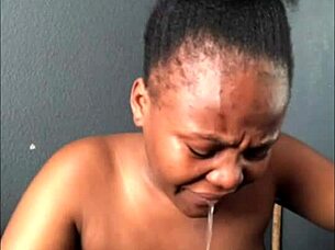 Can This Ebony Bitch Handle Deep Throat and Big Squirt Action?