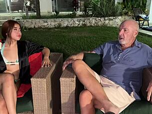 WATCH Old Cuckold as Muscular THIEF FUCKS His Young WIFE Outdoors - Angel Cruz & Celeste Alba