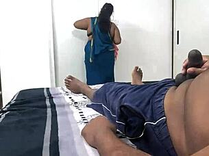 Maid Swasika encounters a bold flashing cock moment during her routine cleaning duties.