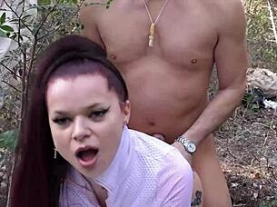 Hey, can you believe we're fucking wildly in this carpool of sex up in the mountains with hot Kat Loba riding cowgirl and getting cum on her ass?