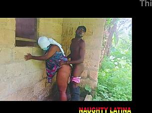 ohh leaked video shows my african buddy pounding bbw black woman with big tits and wet pussy in bent over doggystyle outdoors until explosive finish