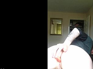 Massive Dildo Stretching Tight Teen 18+ Ass in Solo Play.