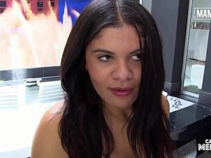 Busty 18yo Latina Vick Valencia Oiled Up and Drilled Deep by Stranger - Carne Del Mercado