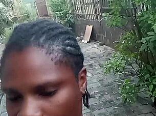 Curvy Housewife Teases Men in Compound with Outdoor Workout and Softcore Moves