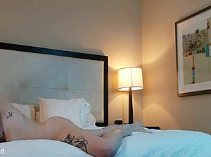 Whoa, check out this tatted woman deepthroating and sucking cock hard 😏