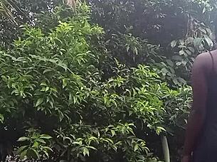 Curvy Housewife Teases Men in Compound with Outdoor Workout and Softcore Moves