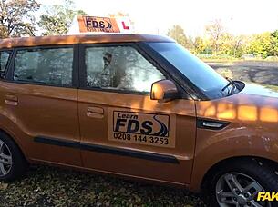 oh man this british redhead ella hughes gets her pussy pounded in fake driving school lesson