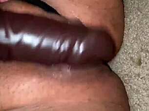 Fucking Myself With Black Dildo Until Dripping Cum Squirts Out