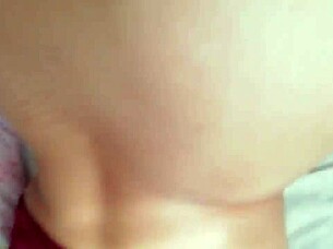 An amateur couple engages in a position from behind during their intimate time.