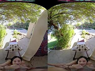 Vrhush petite brunette jazmin luv rides cock outdoors for facial cumshot