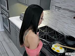 Wow! Brunette MILF Eva Long Sucks Huge Cock Dry and Swallows Cum Load!