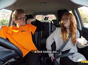 oh man this british redhead ella hughes gets her pussy pounded in fake driving school lesson