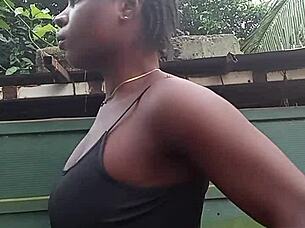 Curvy Housewife Teases Men in Compound with Outdoor Workout and Softcore Moves