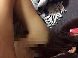 hey, you like this sexy asian wife bound and giving oral service? her tongue's working that cock like crazy in homemade bondage fun.