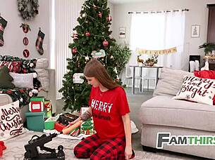 In a festive holiday twist, a milf joins two young adults for an intense threesome filled with passionate fucking and wild group sex.