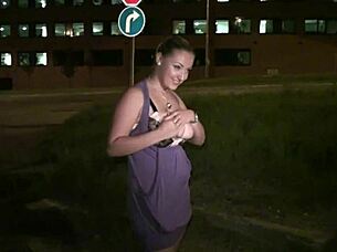 Krystal Swift with her big tits heads out to the street for a wild public gang bang orgy. Fans join in the outdoor group sex action with blowjobs and intense banging.