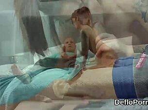 Ever wonder how a kissable cutie spreads her narrowed twat for defloration?