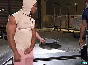 Hey check out blonde milf kay carter cuckolding her hubby with 2 huge black cocks in gym double blowjob and doggystyle 3some