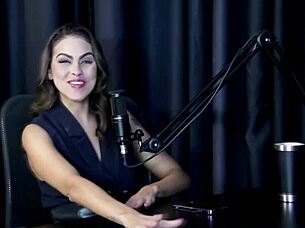 Watch this safada show off her blowjob skills and suck Bia Hot's tits in sheer red lingerie!