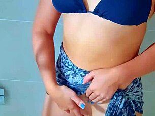 Hey beautiful tanned latina, wanna take a shower after beach with me? Let's get cute teen anal and masturbation going in this homemade girlfriend assfucking fun.