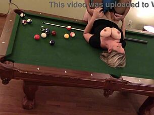 hot milf wife, are you ready for hard handling on the pool table with those huge tits rocking?