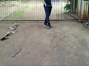 Oh man, that hot married lady started sucking the farm doorman's dick right there, then they went to her place to fuck wildly with moans and screams.